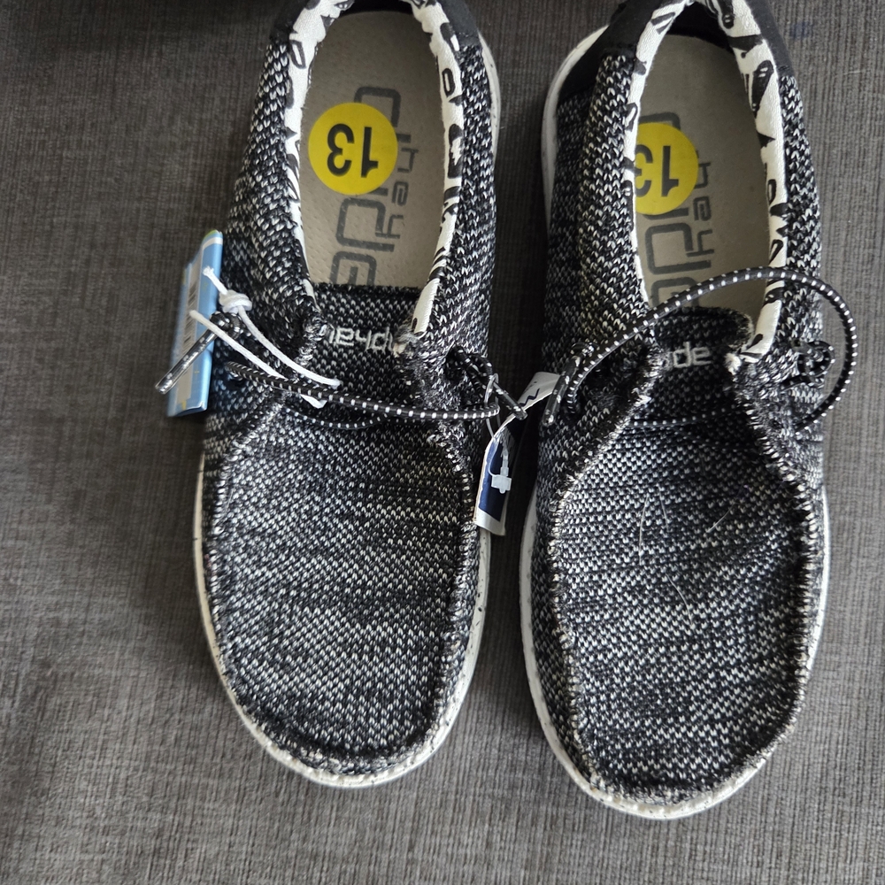 Hey Dude Kids Black Knit Casual Shoes - Size 13